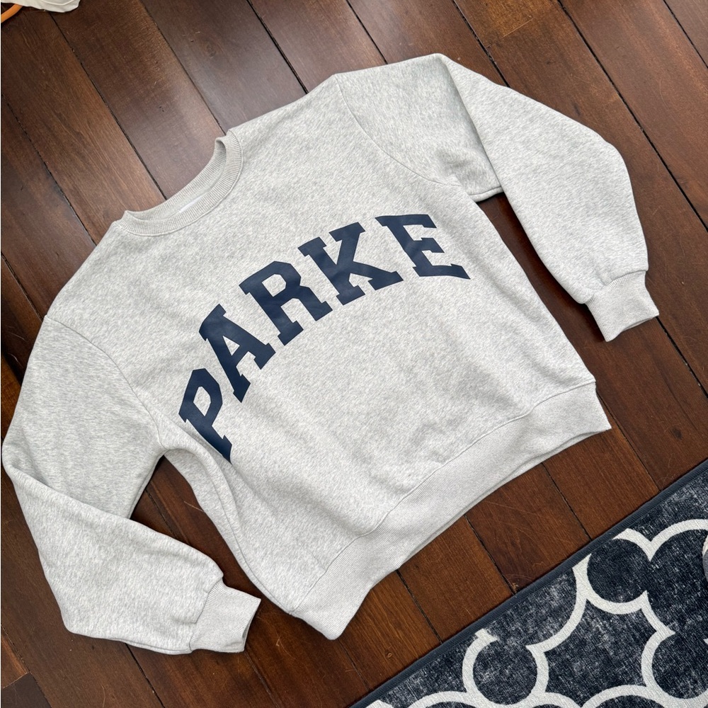 Parke Light Gray Crew Neck Sweater-Navy lettering